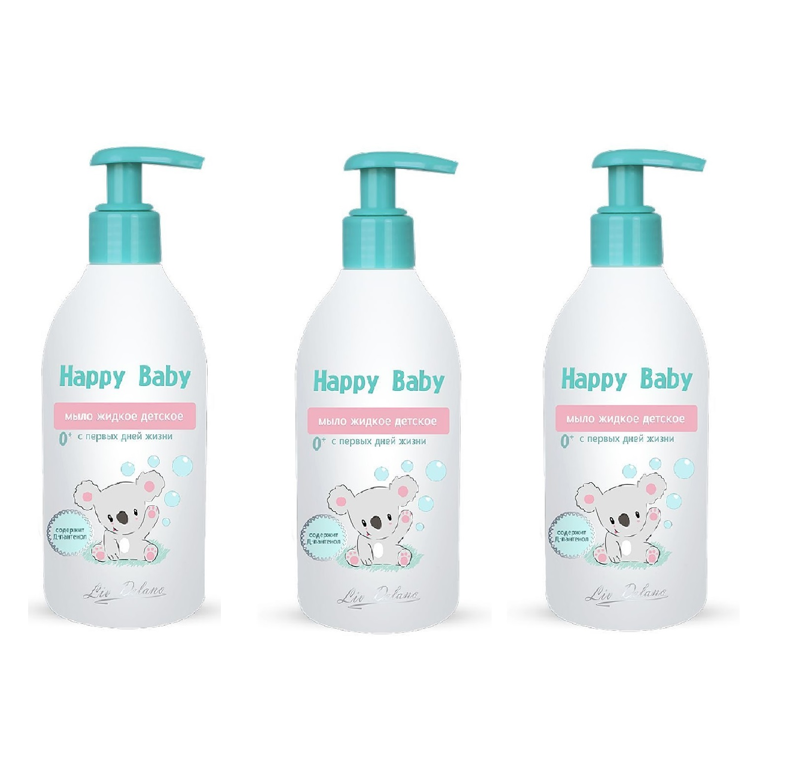 Мыло детское Liv Delano Happy Baby жидкое с первых дней жизни 300 г 3 шт