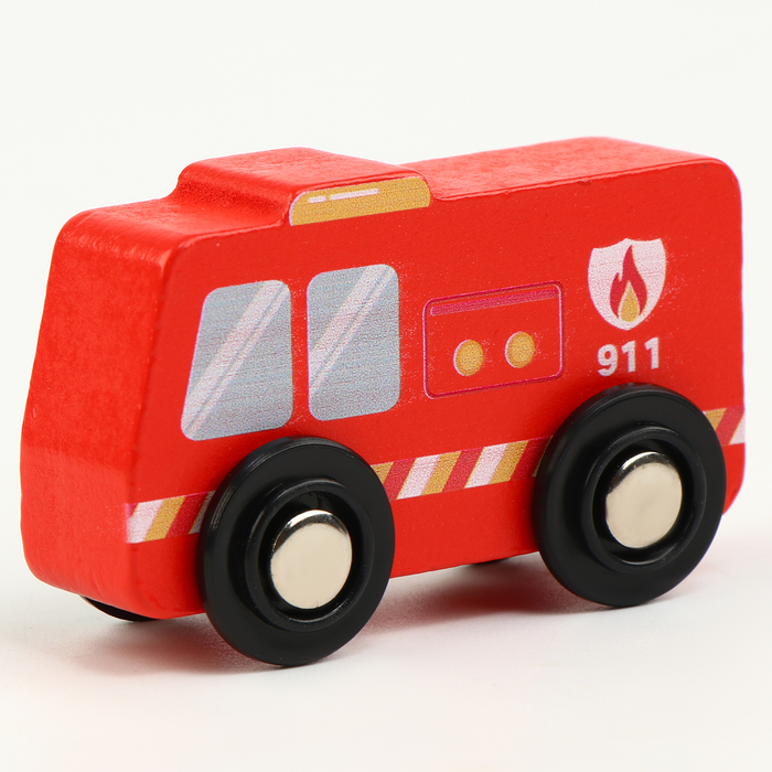 Детская пожарная машинка, совместима с набором Ж/Д транспорт, размер 7х3х4,5 см, синий поезда детская энциклопедия тернбулл с