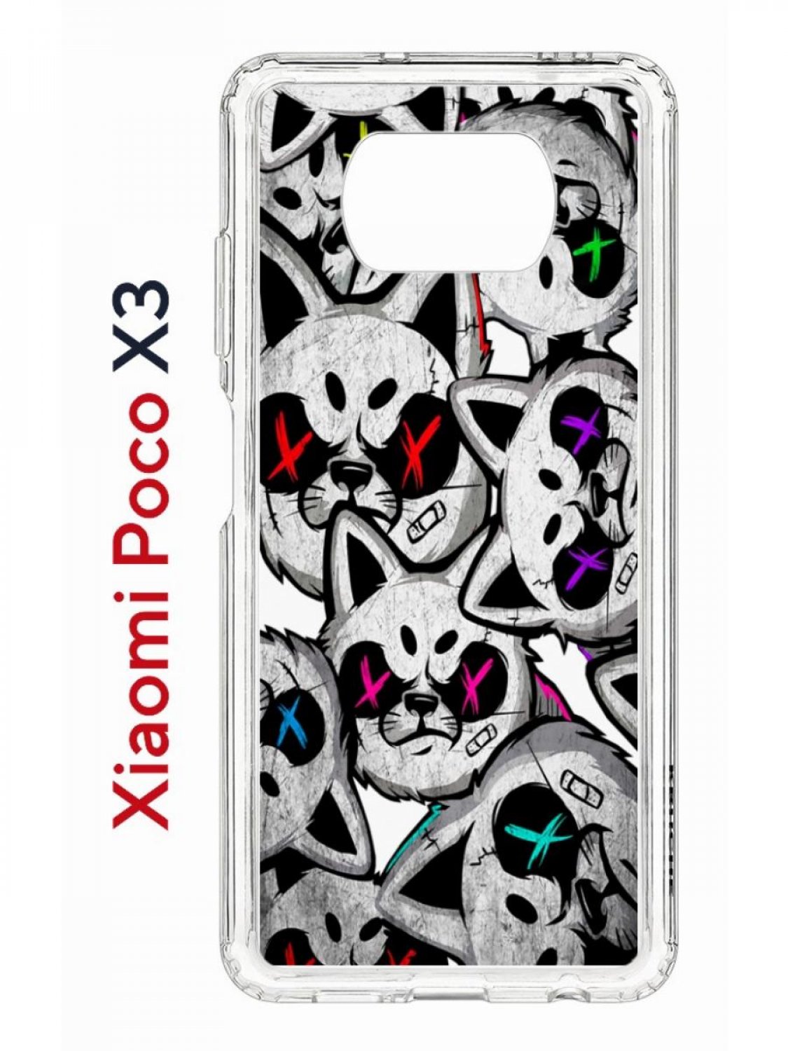 фото Чехол на xiaomi poco x3/x3 pro kruche print angry cats,противоударный бампер с принтом кruче