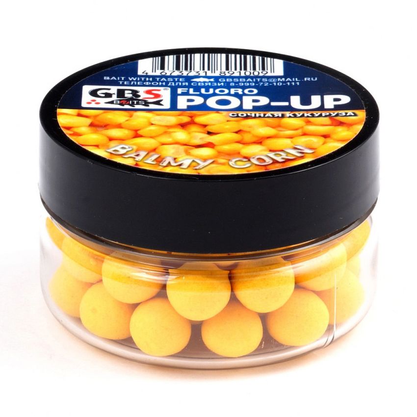 

Бойлы плавающие GBS BaITS Pop-Up 10 мм 56 гр Сочная Кукуруза Жёлтый, плавающие Pop-Up 10 мм