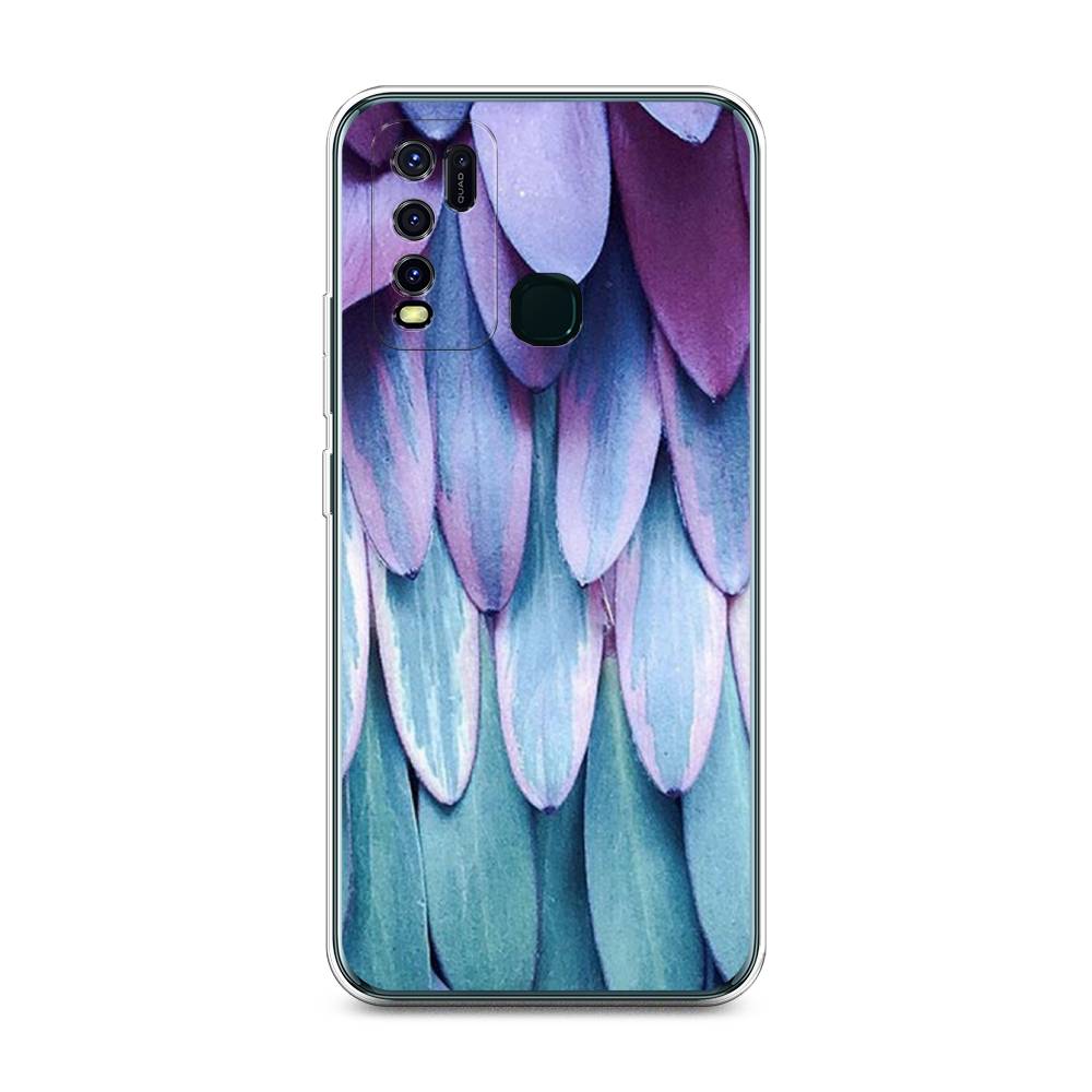 

Чехол на Vivo Y30 "Синее перо", Фиолетовый;голубой, 262650-3