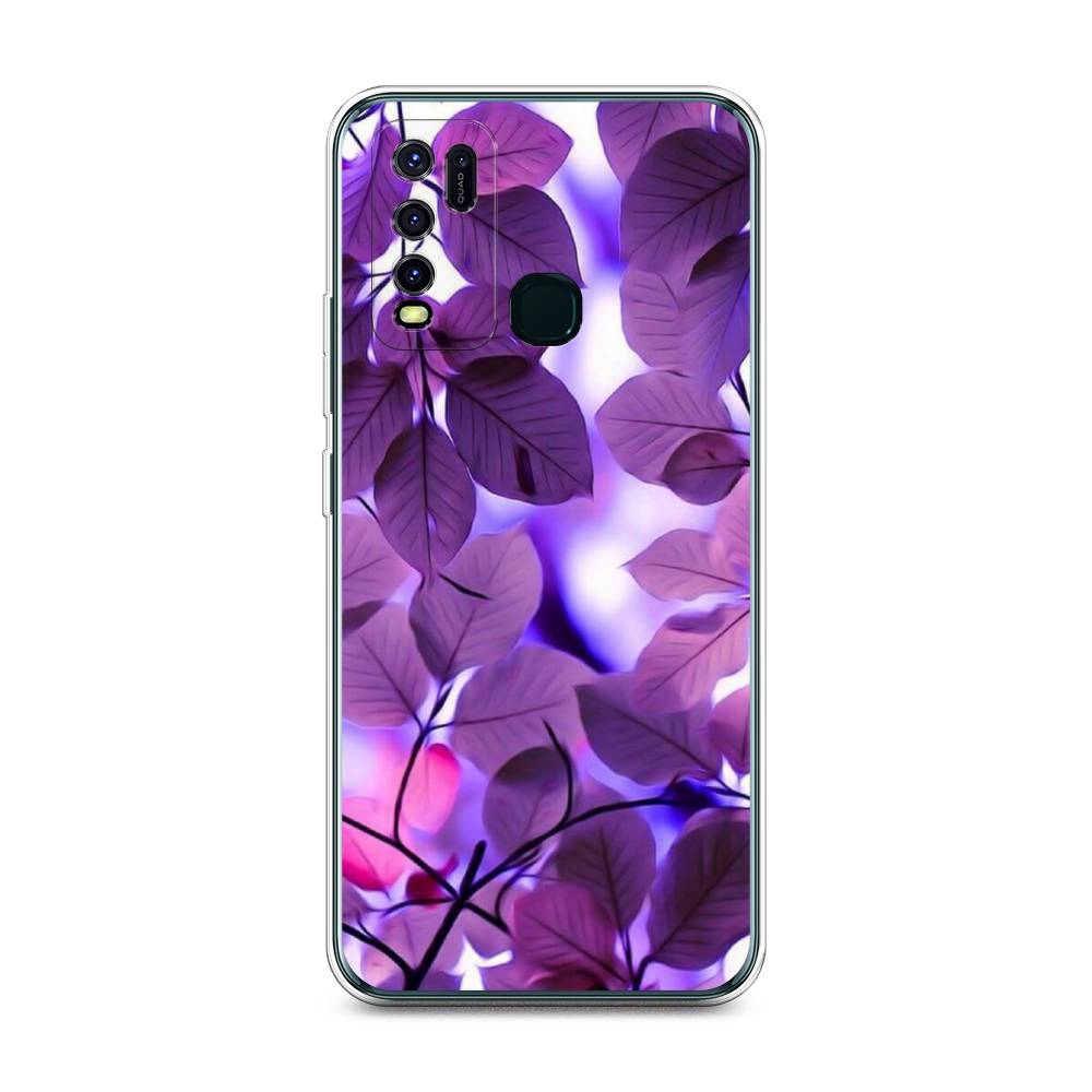 

Чехол на Vivo Y30 "Сиреневые листики", Фиолетовый;голубой, 262650-2