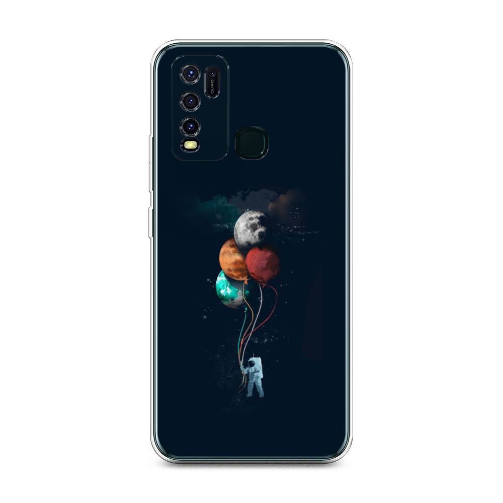 

Чехол на Vivo Y30 "Космонавт с шариками", Разноцветный, 262650-4