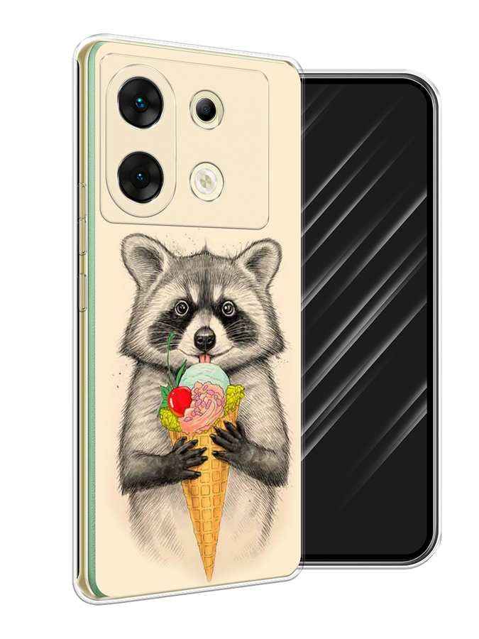 

Чехол Awog на Infinix Zero 30 5G "Енот с мороженым", Бежевый;серый, 3104950-1