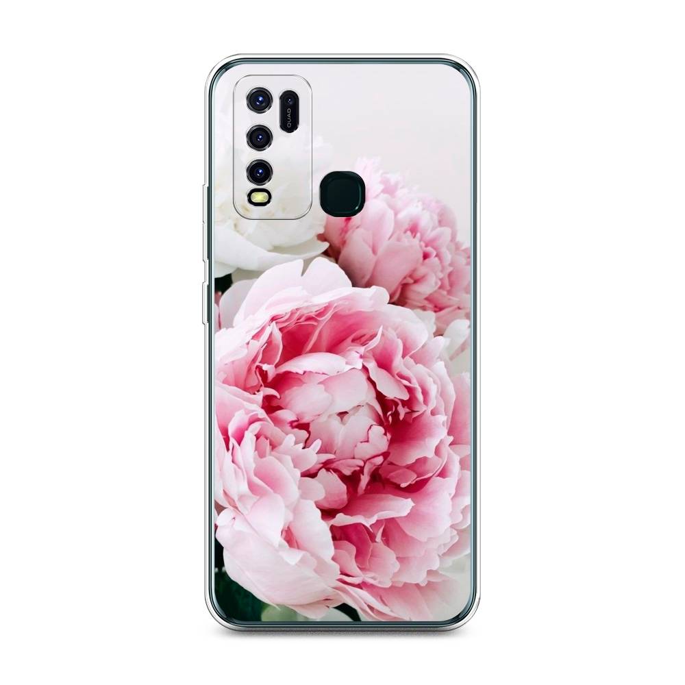 

Чехол на Vivo Y30 "Розовые и белые пионы", Розовый;белый, 262650-2