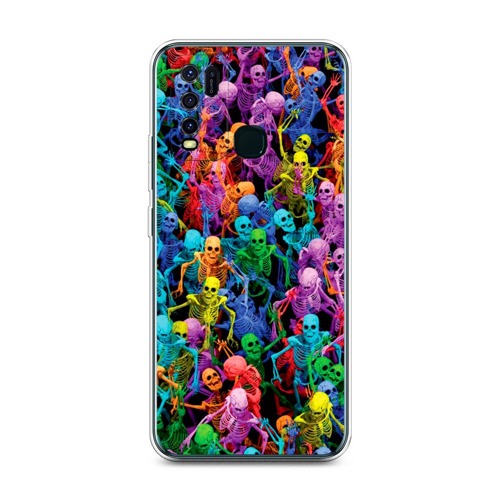 

Чехол на Vivo Y30 "Вечеринка скелетов", Фиолетовый;желтый;оранжевый, 262650-6