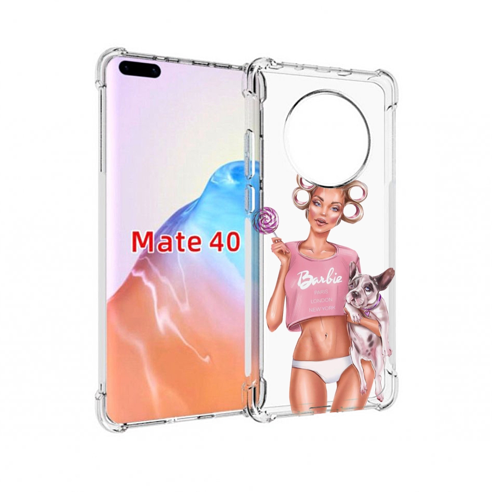 

Чехол MyPads Tocco для Huawei Mate 40 Барби-с-собачкой женский, Прозрачный, Tocco