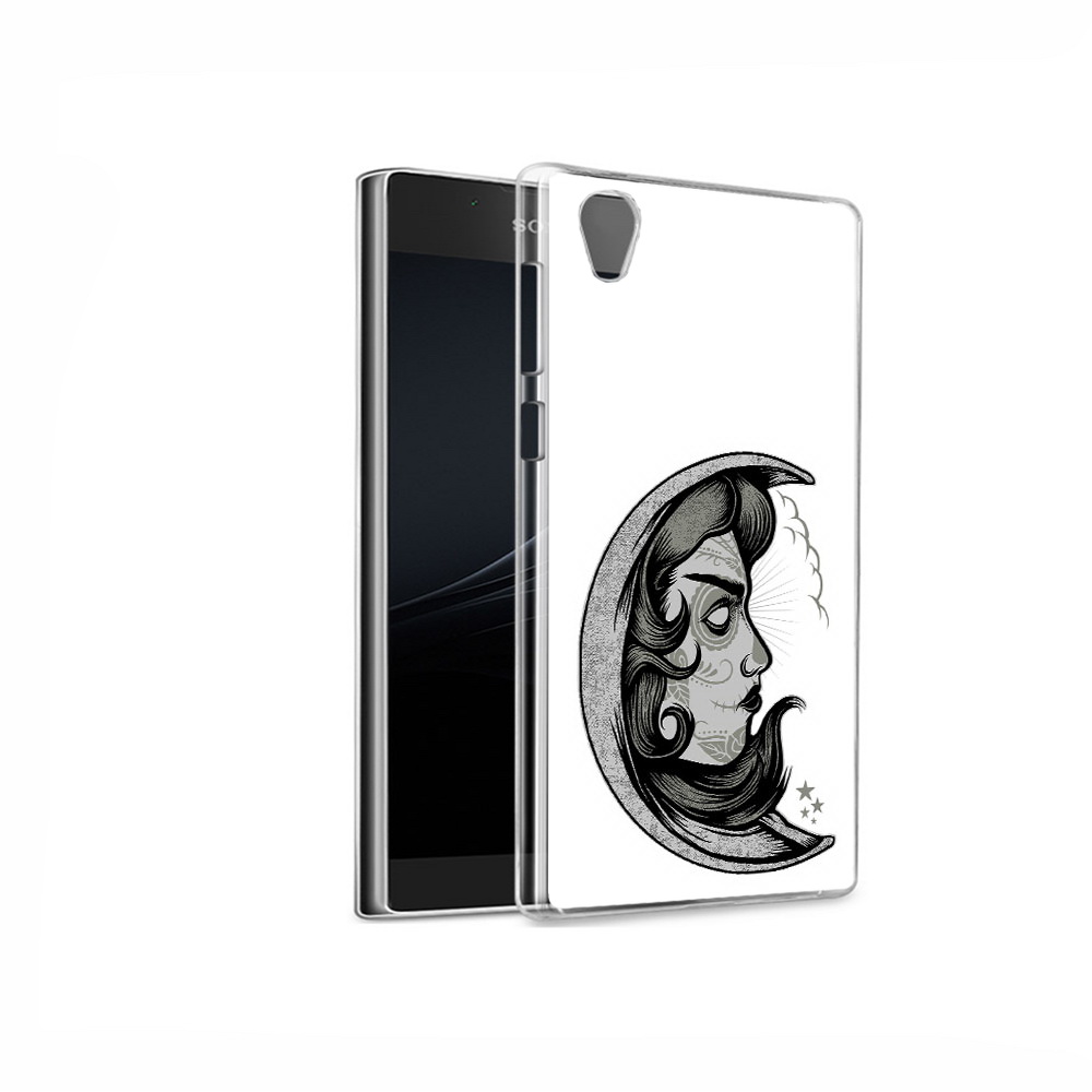 

Чехол MyPads Tocco для Sony Xperia L1 черно белая луна с лицом (PT66853.250.680), Прозрачный, Tocco