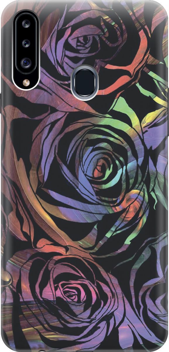 

Силиконовый чехол на Samsung Galaxy A20s с принтом "Мрачные розы", Фиолетовый;черный, 7066
