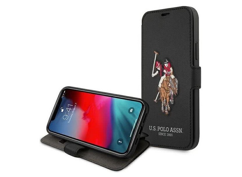 фото Чехол cg mobile u.s. polo assn. embroidery double horse booktype iphone 12 pro max черный