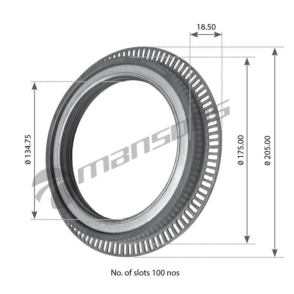 

Сальник ступицы Mansons 400.530 для MAN F2000 135*175*18 задней с ABS