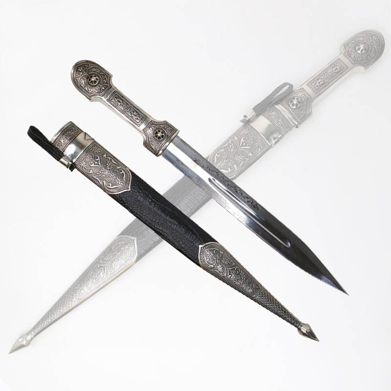 

Кавказский кинжал Дагестанский, Серебристый, d027kingal-N7kozha