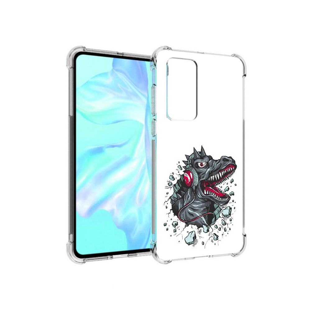 

Чехол MyPads Tocco для Huawei P40 Нарисованный динозавр в наушниках, Прозрачный, Tocco