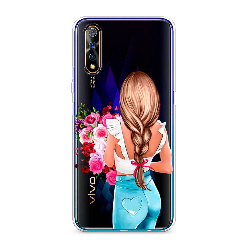 

Чехол на Vivo iQOO Neo "Девушка с цветами", Коричневый;розовый;голубой, 262050-6