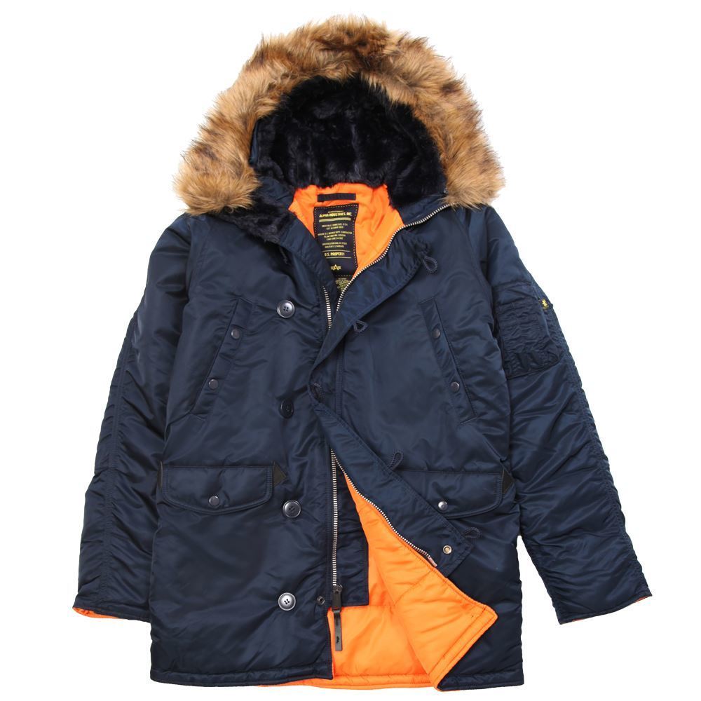 

Куртка аляска Alpha Industries Slim Fit N-3B Parka, голубой 2XL, N-3B Slim Fit