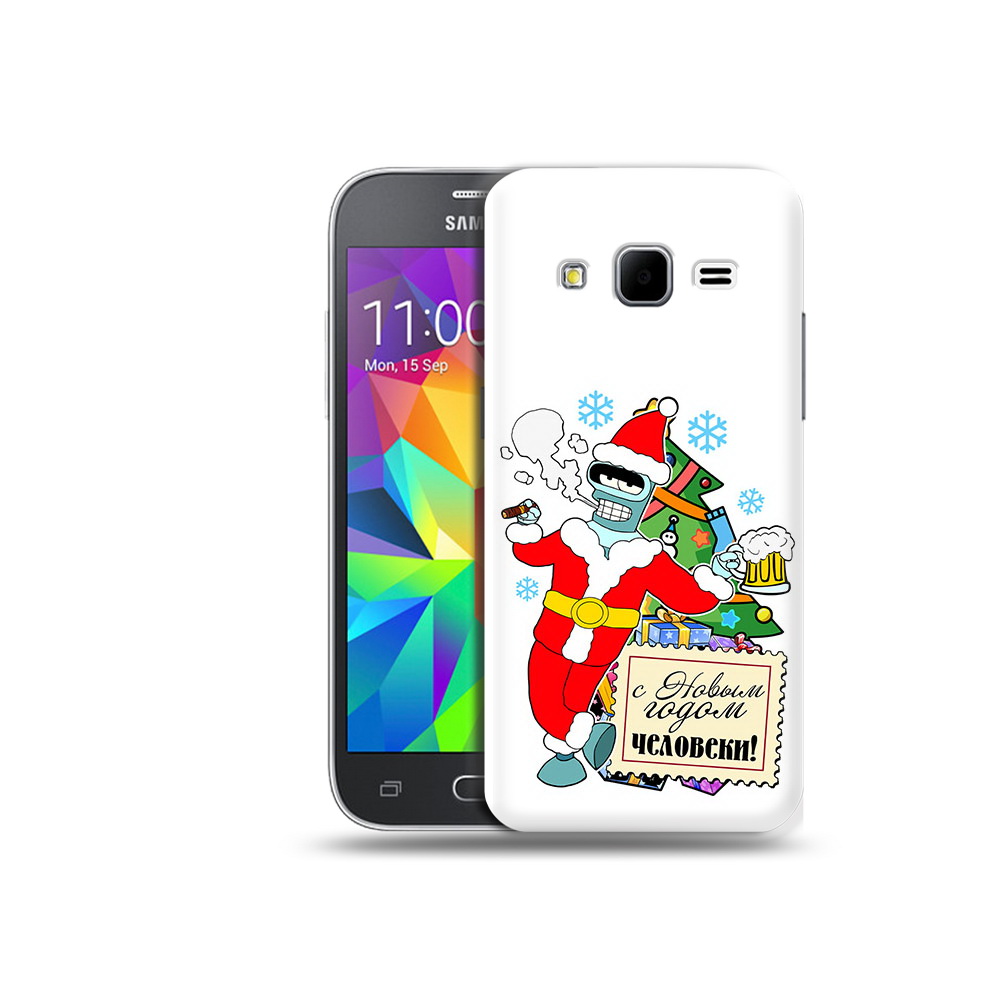 

Чехол MyPads Tocco для Samsung Galaxy Core Prime С новым годом человеки (PT11933.566.150), Прозрачный, Tocco