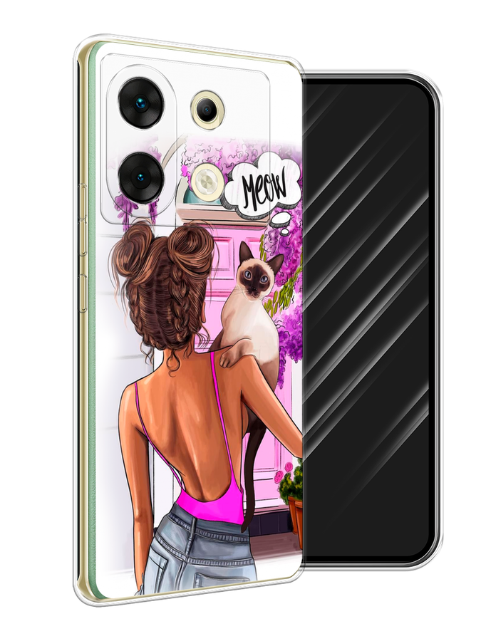 

Чехол Awog на Infinix Zero 30 5G "Девушка с кошкой", Розовый;коричневый, 3104950-1