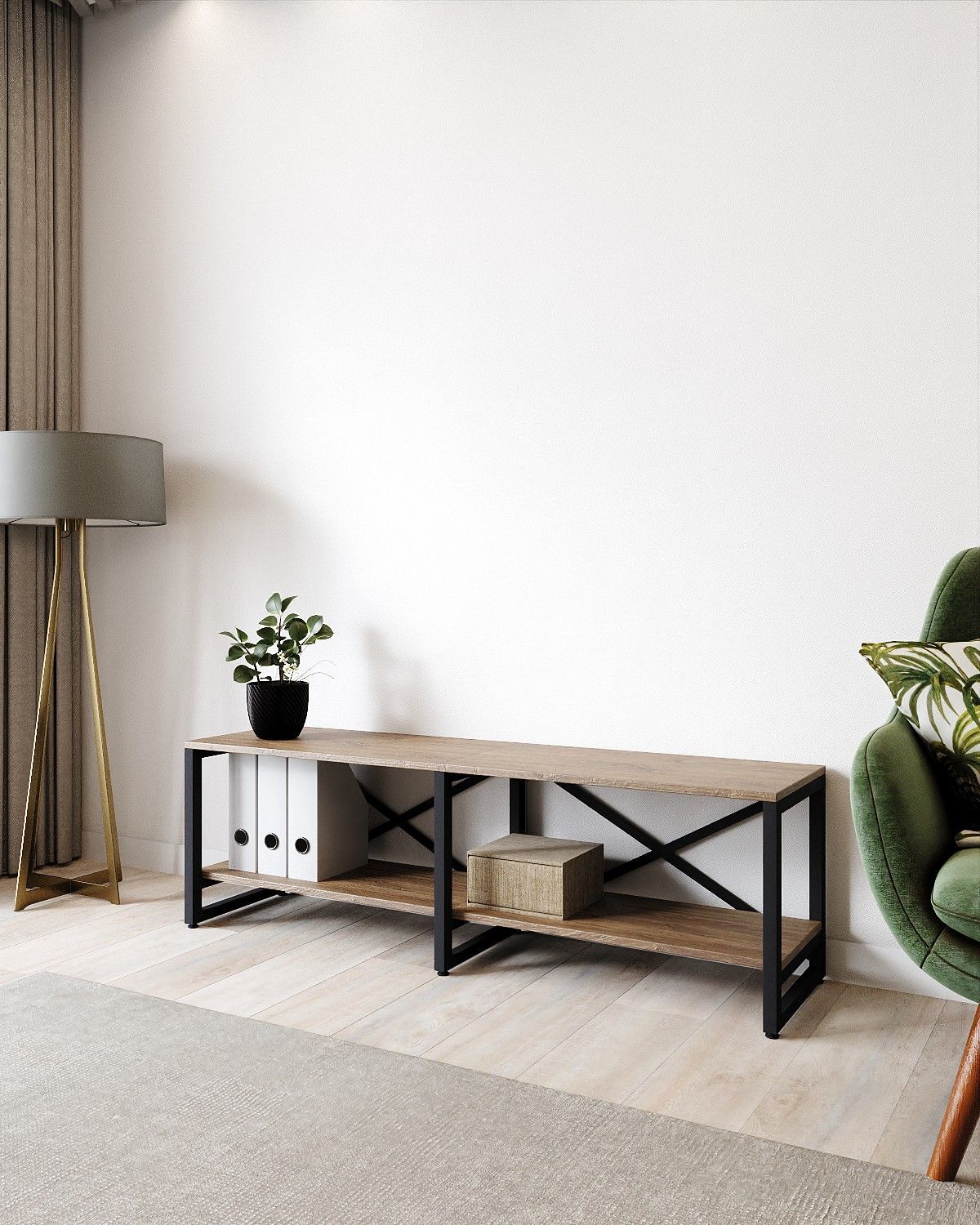 

Стеллаж A1 HOME Bruno Double 2 полки 44х134х34 Дуб Канзас, Коричневый, BRUNO_X2-2