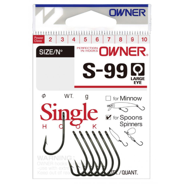 

Крючки для блесен OWNER 51570 Single Hook S-99 BC #06 (7 шт/уп), Черный, 51570 Single Hook S-99 BC