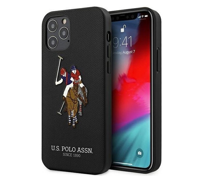 фото Чехол cg mobile u.s. polo assn. embroidery double horse iphone 12/12 pro черный