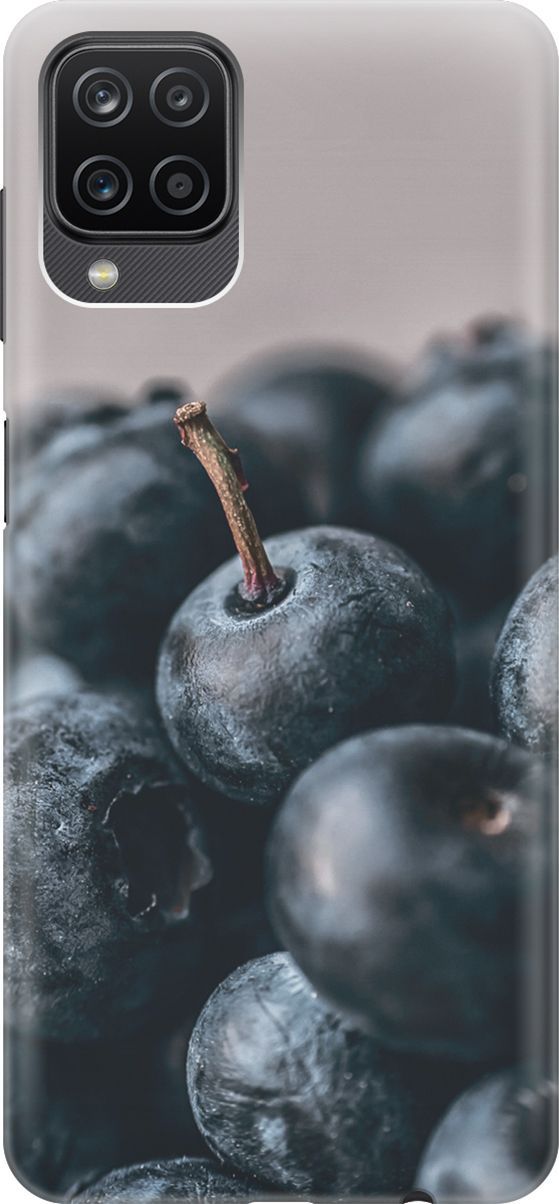 

Силиконовый чехол на Samsung Galaxy A12/M12 с принтом "Голубика", Розовый;черный, 7058