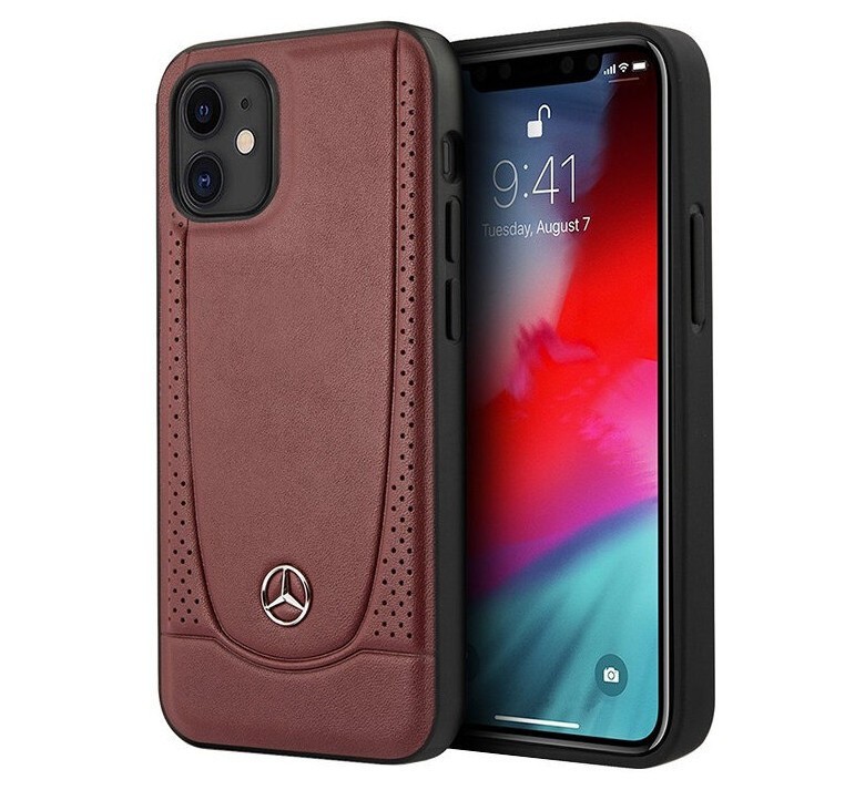 фото Чехол cg mobile mercedes genuine leather urban smooth/perforated iphone 12 mini красный