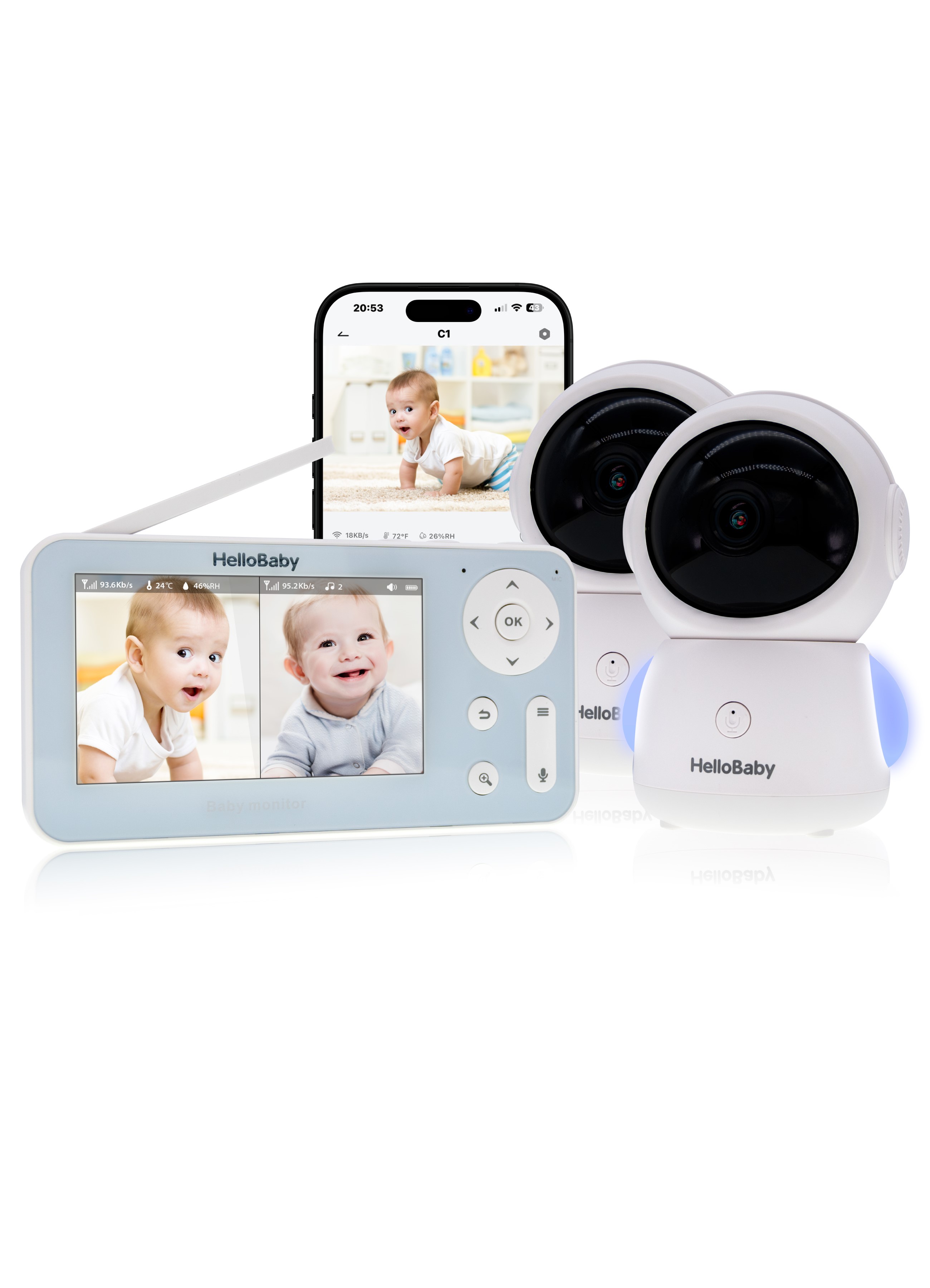 Видеоняня HelloBaby HB110x2 2 камеры в комплекте 17000₽