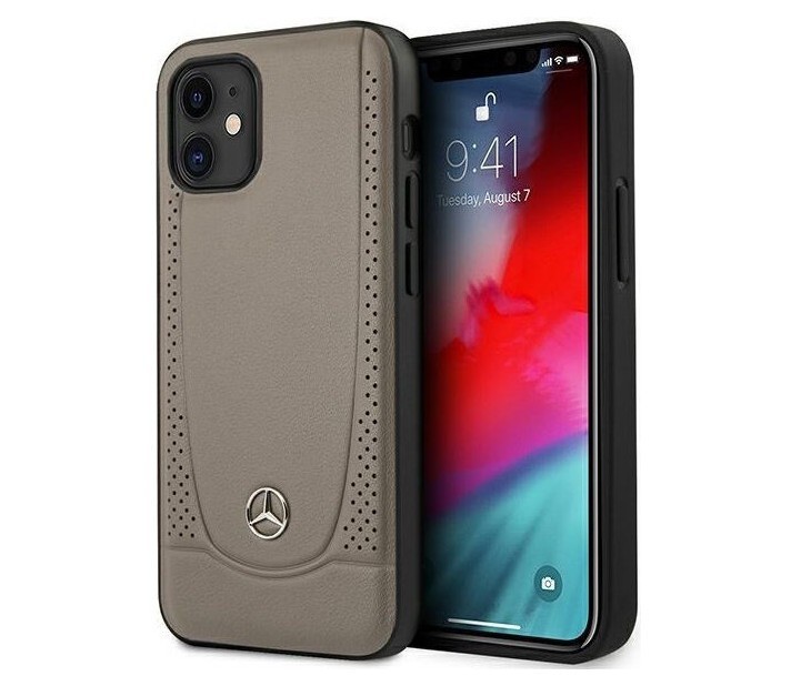 фото Чехол cg mobile mercedes genuine leather urban smooth/perforated iphone 12 mini коричневый