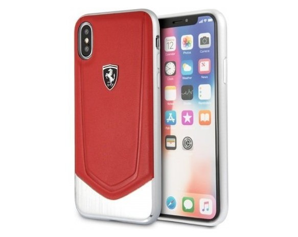 фото Чехол cg mobile ferrari heritage v leather/aluminium stripe iphone x/xs красный