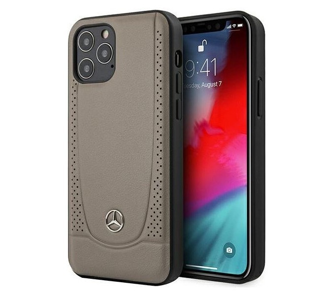 фото Чехол cg mobile mercedes genuine leather urban smooth/perforated iphone 12 pro max brown