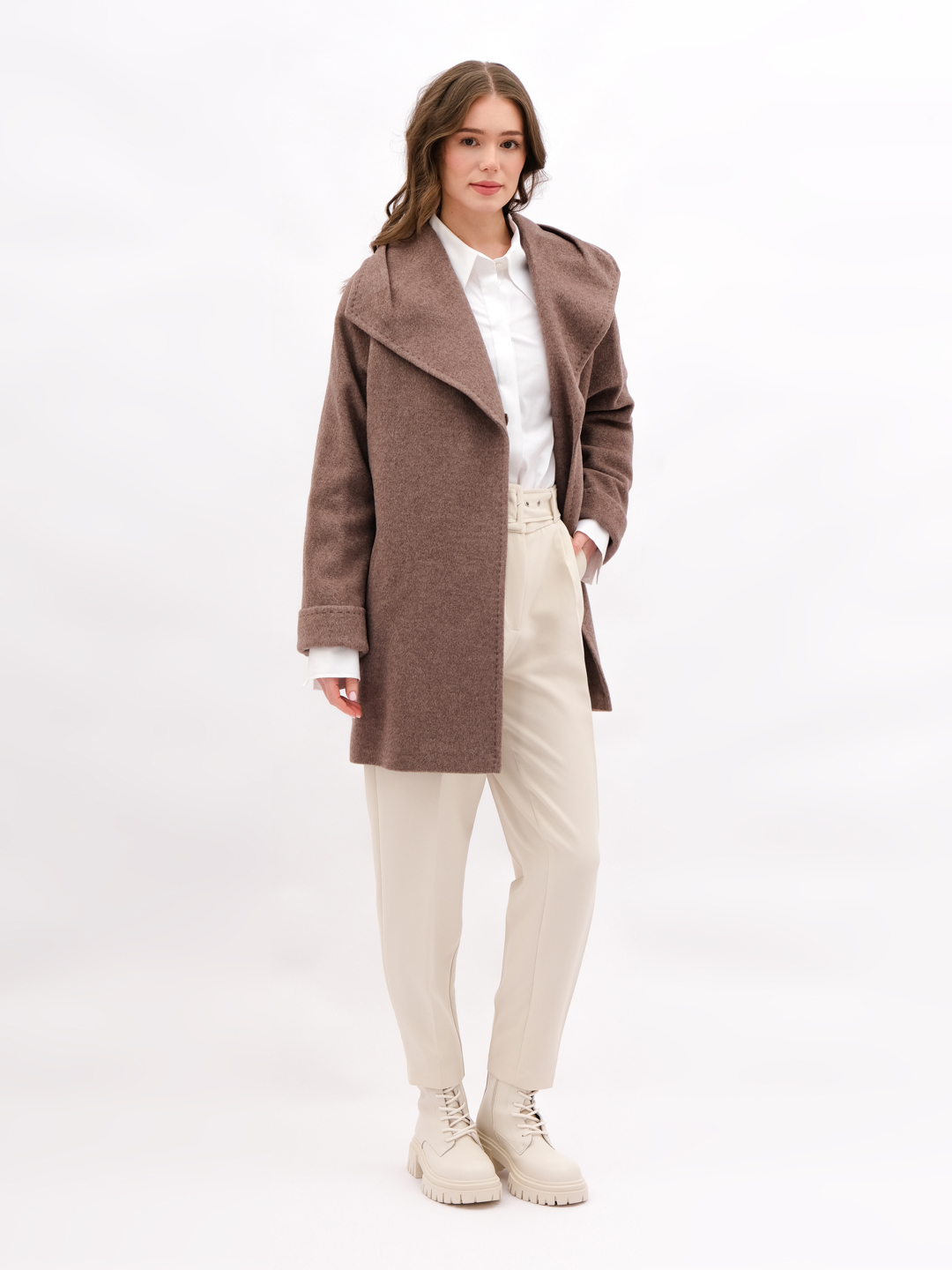 Пальто женское Trifo 7546 коричневое 52 RU