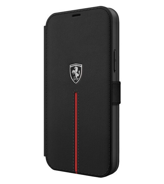 фото Чехол cg mobile ferrari off-track leather stitched stripe booktype iphone 12/12 pro черный