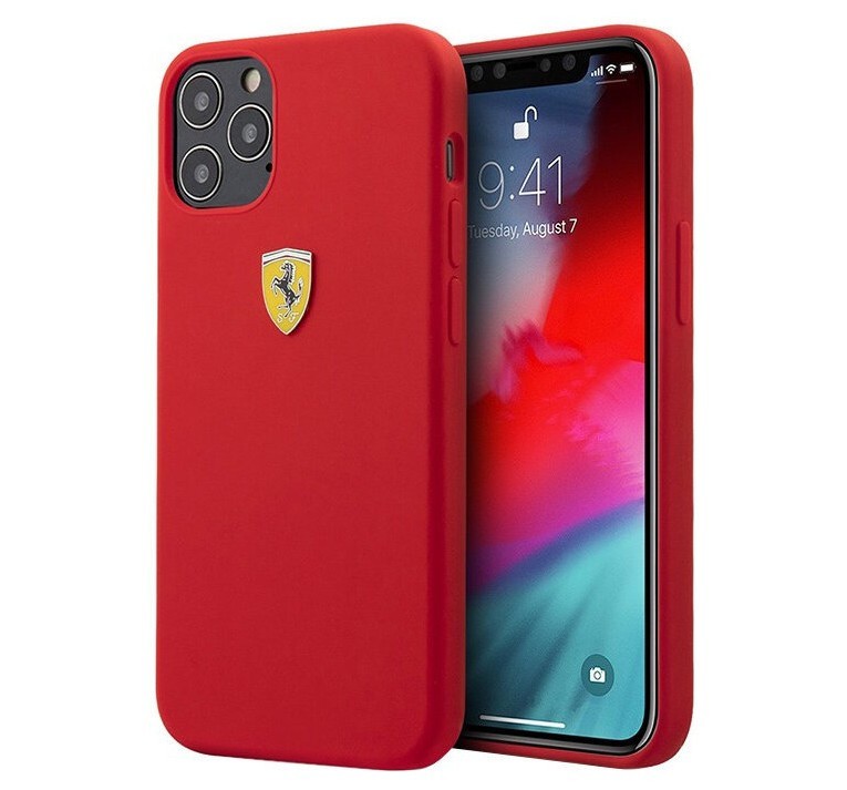 фото Чехол cg mobile ferrari on-track liquid silicone with metal logo iphone 12 pro max красный