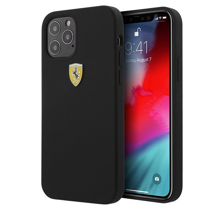 фото Чехол cg mobile ferrari on-track liquid silicone with metal logo iphone 12 pro max черный