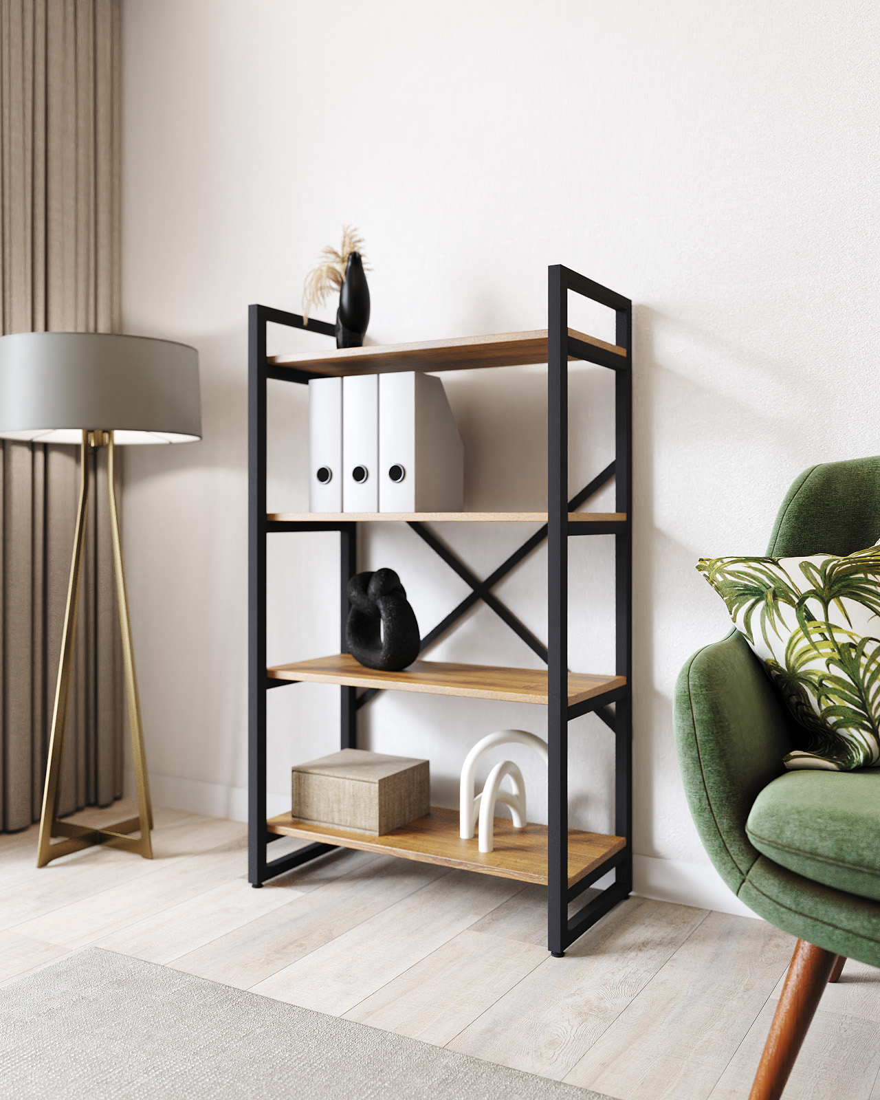 

Стеллаж A1 HOME Bruno 4 полки 117х68х34 Дуб Веллингтон, Коричневый, BRUNO_Well-4