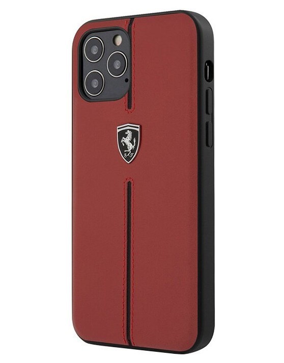 фото Чехол cg mobile ferrari off-track genuine leather/nylon stripe iphone 12 pro max красный