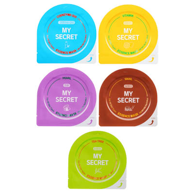 

Маска для лица My Secret 6 видов: Collagen/Coenzyme/Vitamin/Tea Tree/Pearl/Snail, 25 г, 978-068