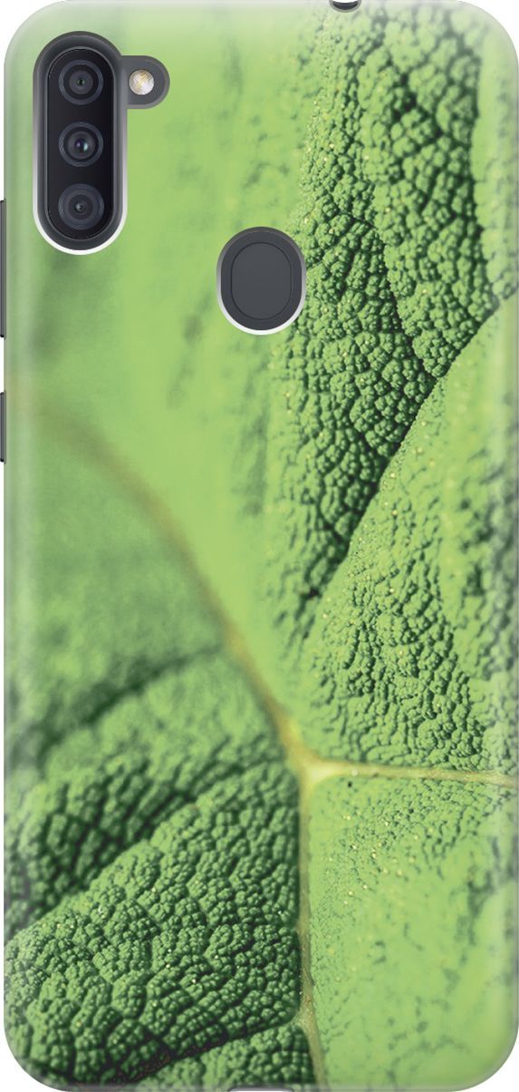 

Силиконовый чехол на Samsung Galaxy A11/M11 с принтом "Лист в макро", Зеленый, 7051