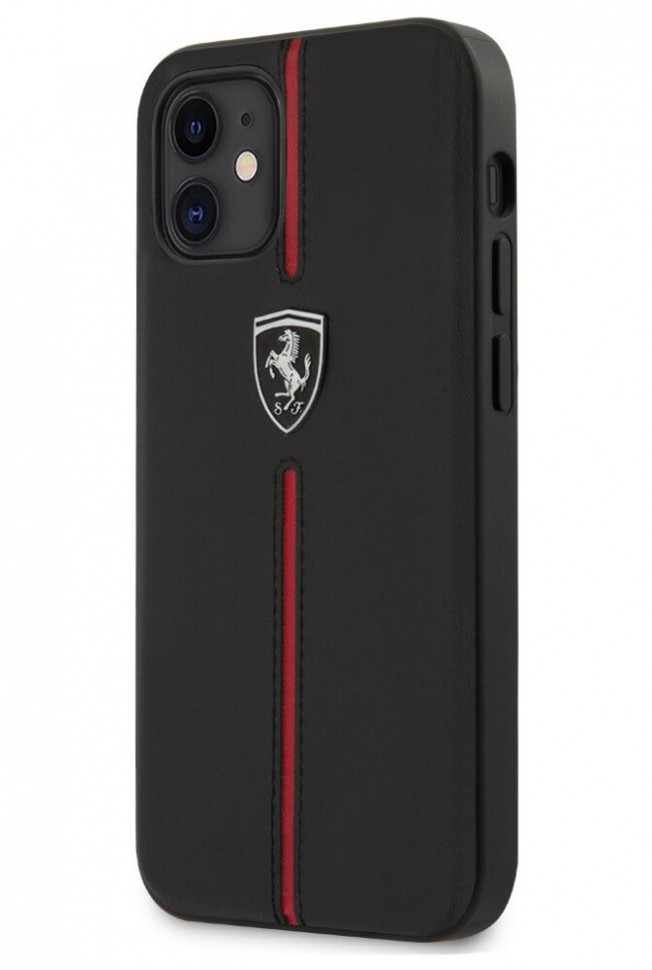 фото Чехол cg mobile ferrari off-track genuine leather/nylon stripe iphone 12 mini черный