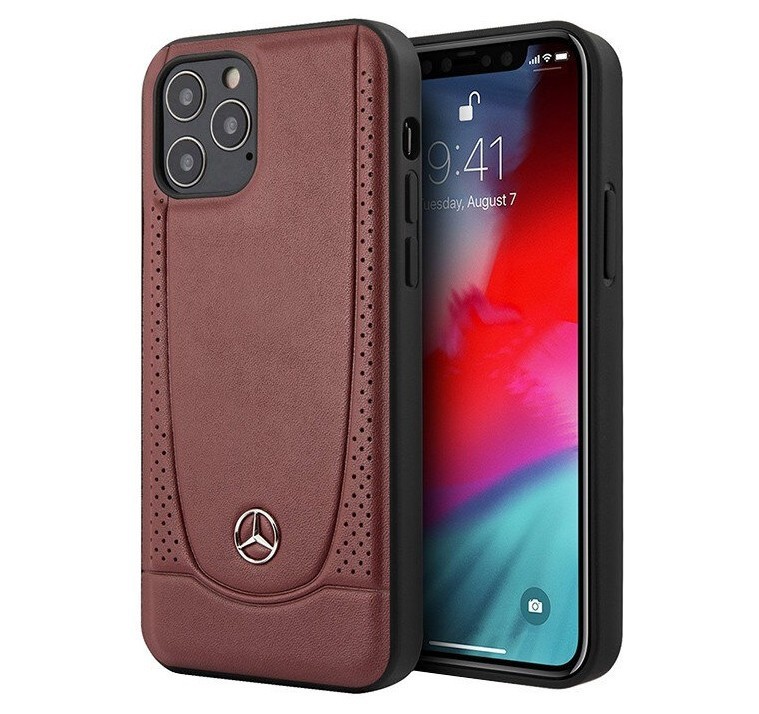 фото Чехол cg mobile mercedes genuine leather urban smooth/perforated iphone 12/12 pro красный