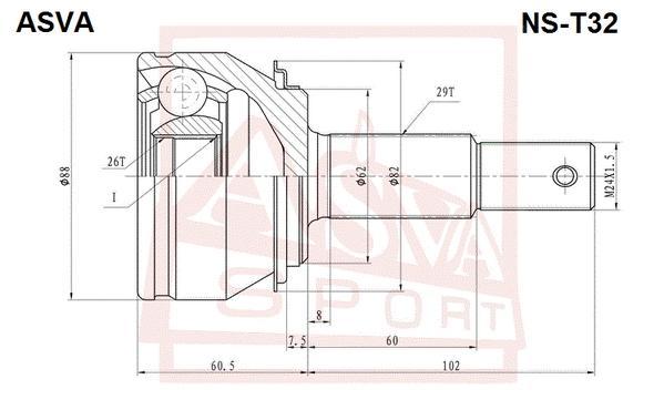 

Шрус Внешний Ns-T32 Nsii0017127129 ASVA арт. NST32