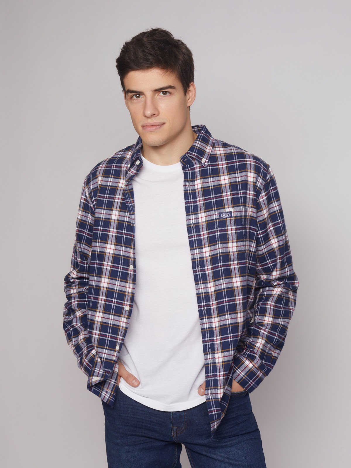 

Рубашка мужская Zolla 01242214R023 синяя 2XL, 01242214R023