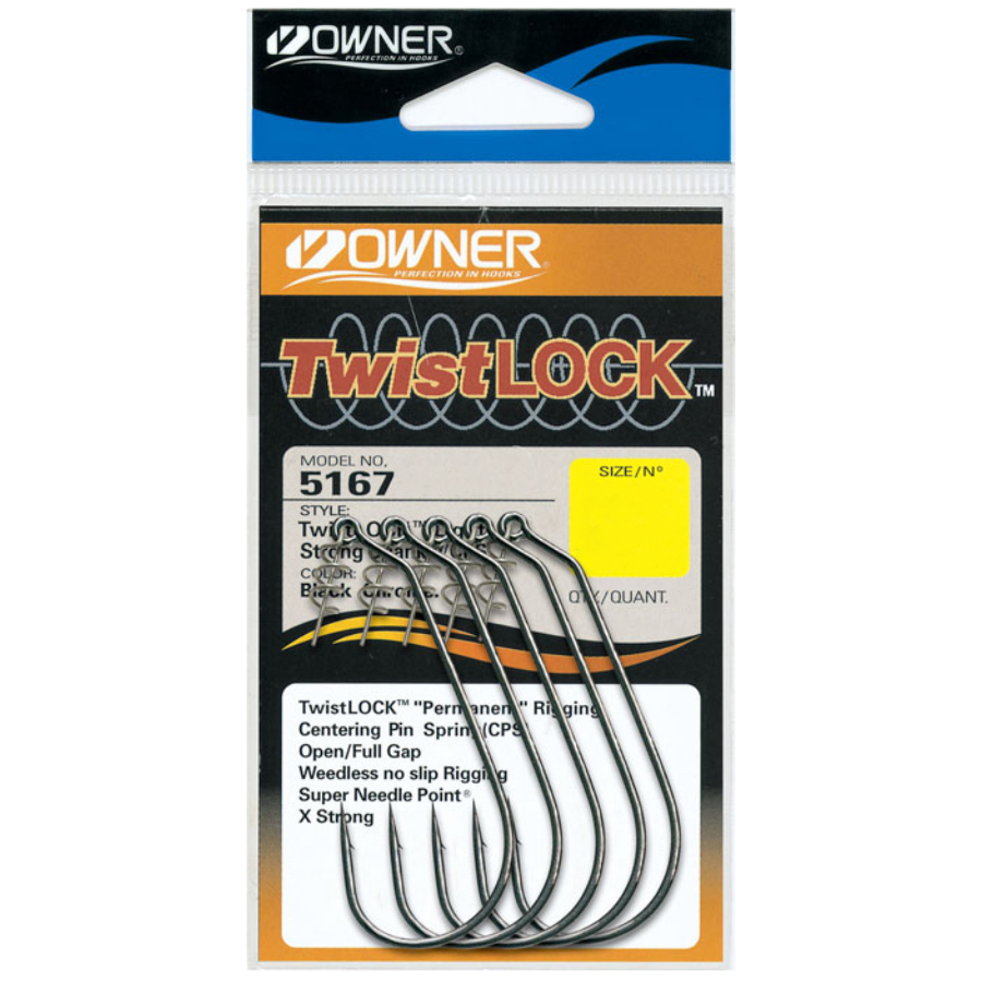 Крючки офсетные OWNER 5167 Twist Lock Light Worm Hook #6/0