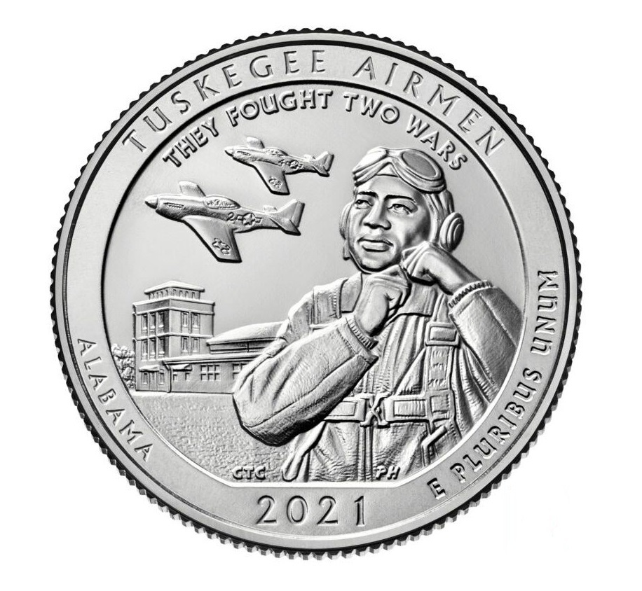 

Монета 25 центов Национальное историческое место - Пилоты из Таскиги, США, 2021 UNC