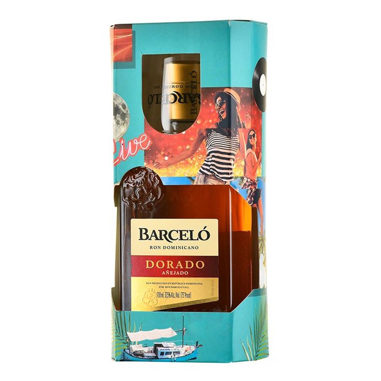 

Ром Barcelo Dorado Выдержанный 37,5% 0,7 л + Стакан