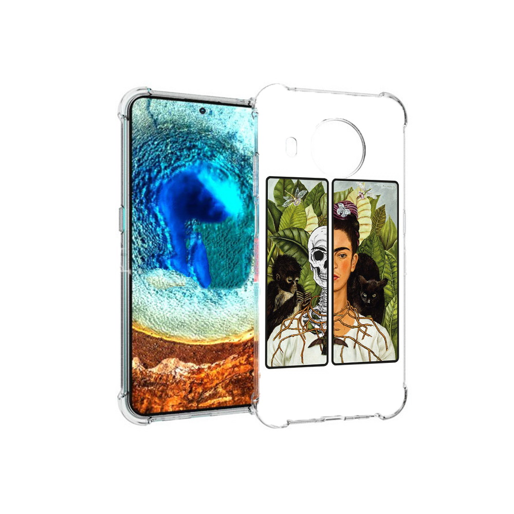 

Чехол MyPads Tocco для Nokia X20 сдвоенная картинка девушка скелет (PT159436.101.595), Прозрачный, Tocco