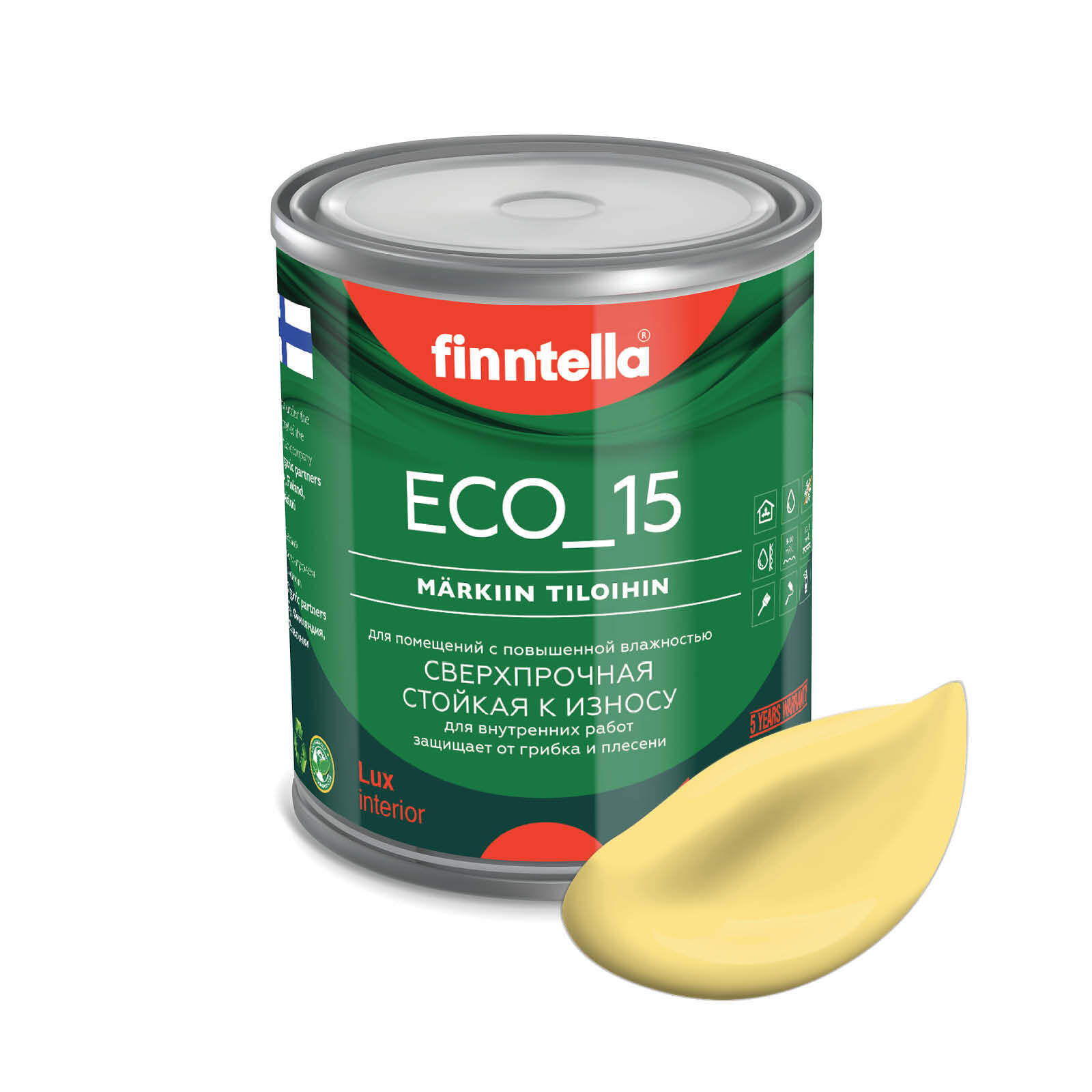 

Специализированная краска для кухонь и ванных комнат FINNTELLA ECO_15 с полиуретаном, моющ, Бежевый, интерьерная ECO_15 гладкая для ванных комнат и кухни