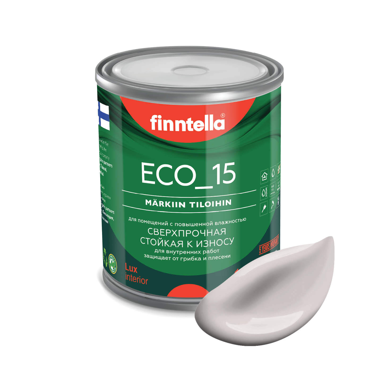 

Специализированная краска для кухонь и ванных комнат FINNTELLA ECO_15 с полиуретаном, моющ, Белый;серый;фиолетовый, интерьерная ECO_15 гладкая для ванных комнат и кухни