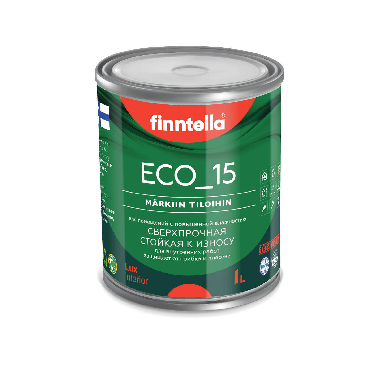 

Специализированная краска для кухонь и ванных комнат FINNTELLA ECO_15 с полиуретаном, моющ, Бежевый, интерьерная ECO_15 гладкая для ванных комнат и кухни