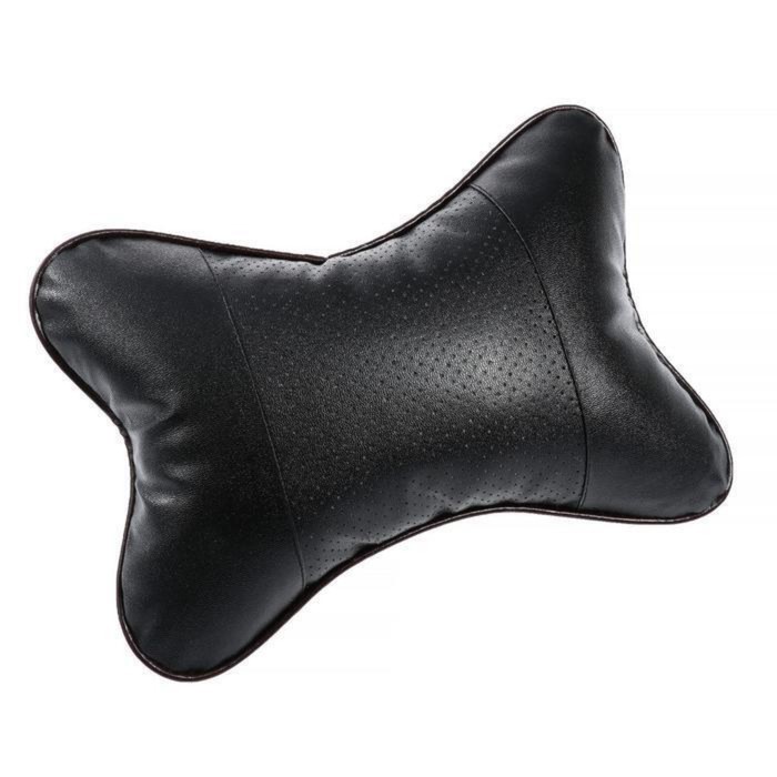 Подушка автомобильная для шеи, экокожа, 18x25 см, черный